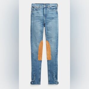 Ralph Lauren Light Blue Skinny Jeans with Tan Knee Patches